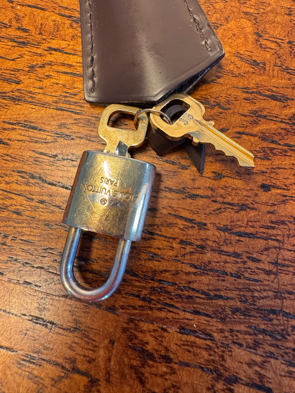 Louis Vuitton Brown Leather Clochette, Lock & Key Set - #315 - Picture 5 of 5